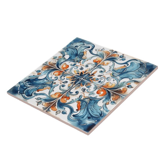 Motif de carreaux bleu et orange (Côté)