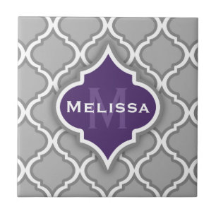 Motif de carreaux marocain violet et gris élégant