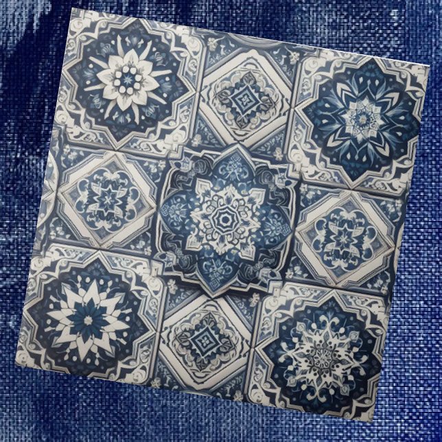 Motif de carreaux marocains méditerranéens bleus e (Créateur téléchargé)