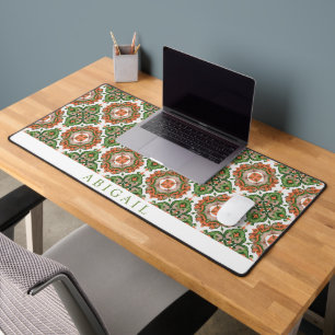 Motif de carreaux méditerranéens verts et orange  