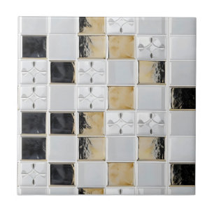 Motif de carreaux petit gris or