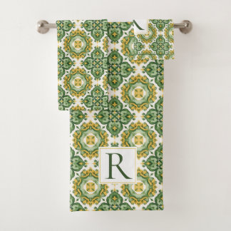 Motif de carreaux verts méditerranéens abstraits