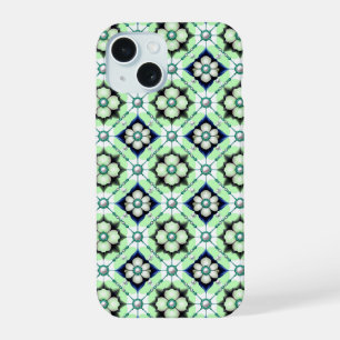 Motif de carrelage floral luxueux avec perle bleue