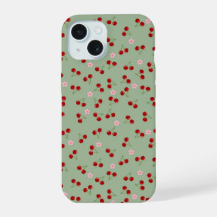 Motif de cerises sur fond vert