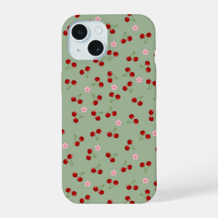 Motif de cerises sur fond vert