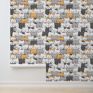 Motif de chat mignon Papier peint | Chats Kawaii