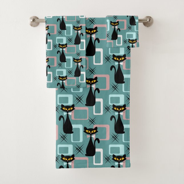 Motif de chat noir du milieu du siècle (En situation)