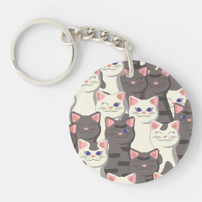Motif de chats blancs et gris (Devant)
