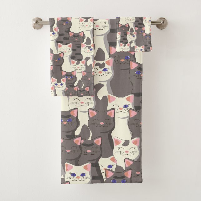 Motif de chats blancs et gris (En situation)