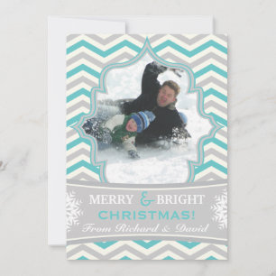 Motif de chevron moderne carte photo plat de Noël