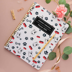 Motif de chien Année et nom blanc