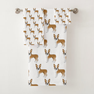 Motif de chien de dessin animé Boston Terrier fauv