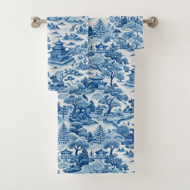 Motif de chinoiserie bleu et blanc (En situation)