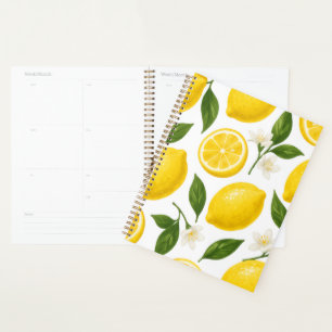 Motif de citron frais avec feuilles et fleurs