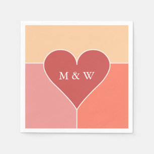 Motif de coeur coutume serviettes en papier monogr