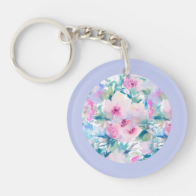 Motif de collage de fleurs rose et bleue porte - c (Devant)