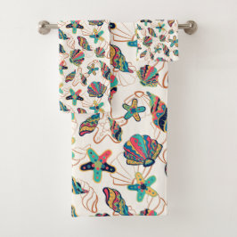 Motif de coquillages colorés