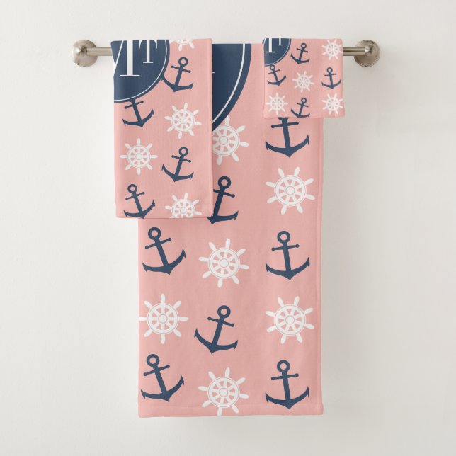 Motif de corail nautique d'ancre et de roue de (En situation)