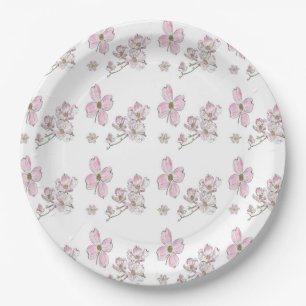 Motif de cornouiller sur assiettes en papier