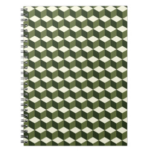 Motif de cube isométrique vert carnet en spirale