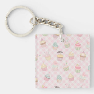 Motif de cupcakes mignons à carreaux rose pastel