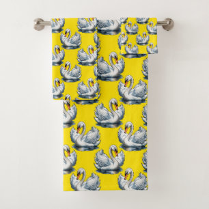 Motif de cygnes sur fond jaune