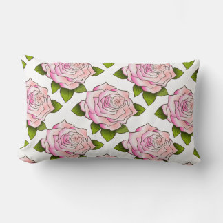 Motif de dessin rose vintage Lumbar Coussin