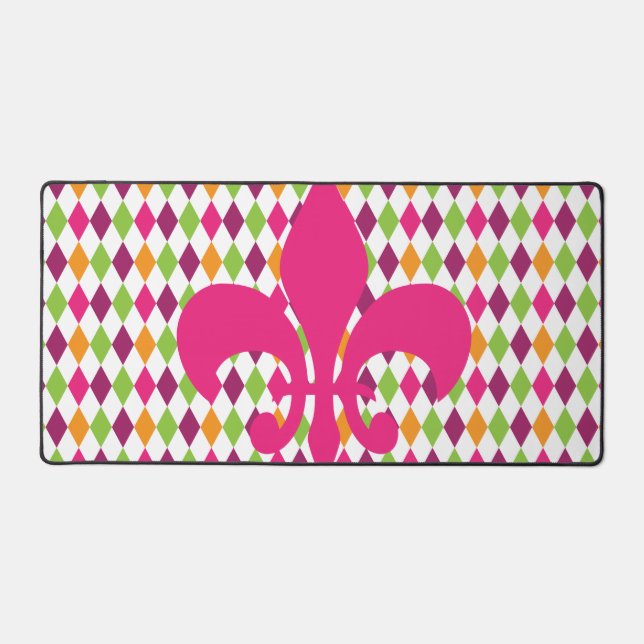Motif de diamant fleur de lis rose chaud (Recto)