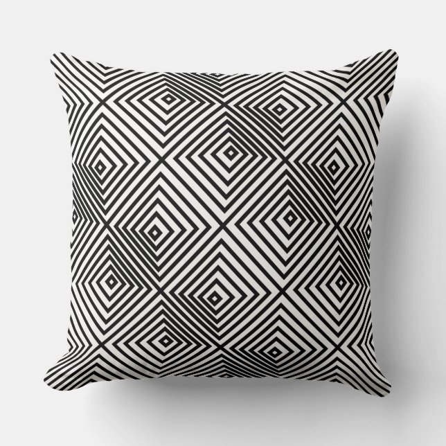Motif de diamant imbriqué noir et blanc - Oreiller (Recto)