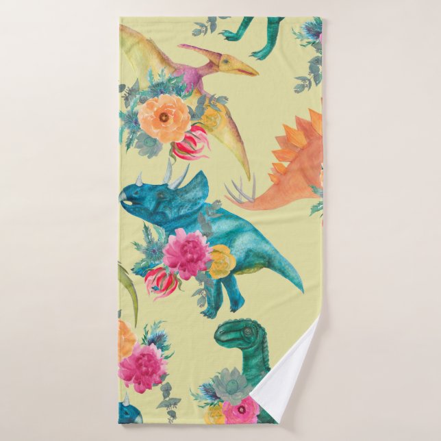 Motif de dinosaures à l'aquarelle. ba sans mer (Serviette de bain)