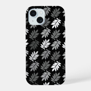 Motif de feuille aînée noir blanc gris