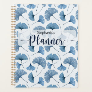 Motif de feuille de Gingko bleu et blanc