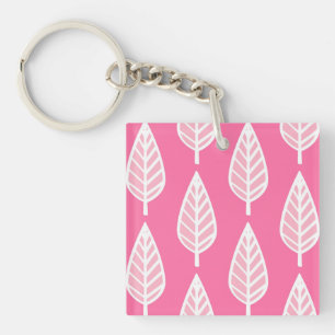 Motif de feuille de hêtre - Rose fluorescent et bl