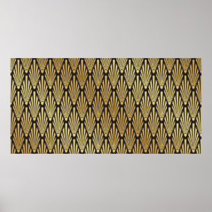 Motif de feuille de palmier Art Déco noir et or sa