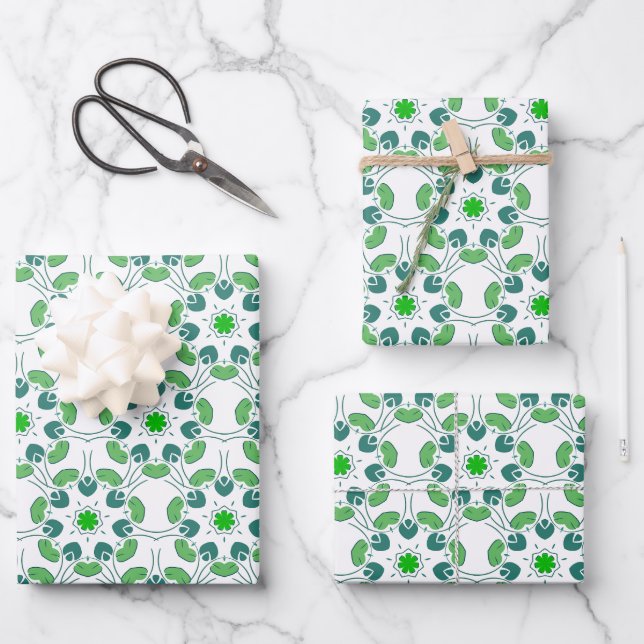 Motif de feuille, motif de feuilles, feuilles vert (Recto)