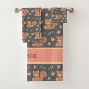 Motif de feuilles d'automne et gland Écureuil mign