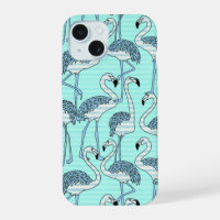 Motif de Flamants roses Turquoise rayé