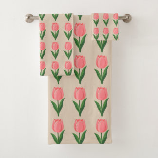 Motif de fleur de tulipe rose moderne sur beige cl
