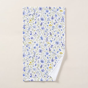 Motif de fleur sauvage aquarelle bleu jaune vert