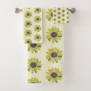 Motif de fleur simple tournesol marron vert jaune
