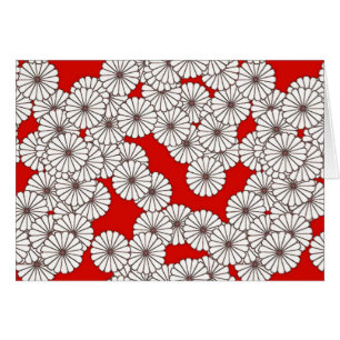 Motif de fleurs Art Déco - blanc sur rouge