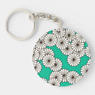 Motif de fleurs Art déco - blanc sur turquoise