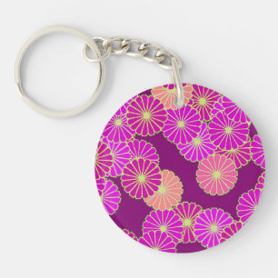 Motif de fleurs Art Déco - tons violet, corail