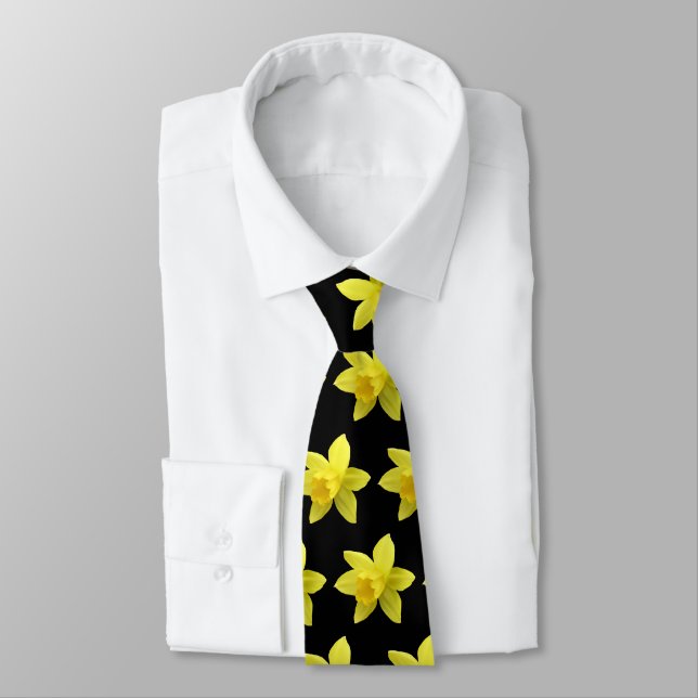 Motif de fleurs de jonquilles jaunes sur Cravate n (Attaché)
