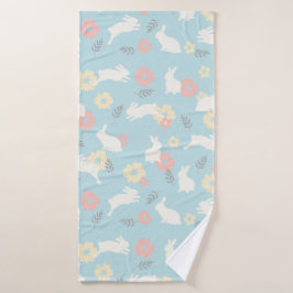 Motif de fleurs de lapins mignons