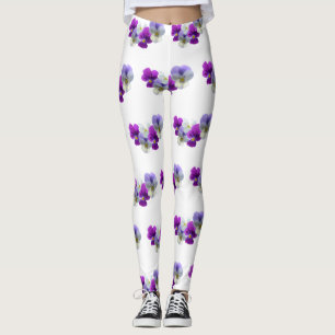 Motif de fleurs des pensées cinq Legging