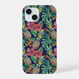 Motif de fleurs d'hibiscus et d'ananas tropicaux