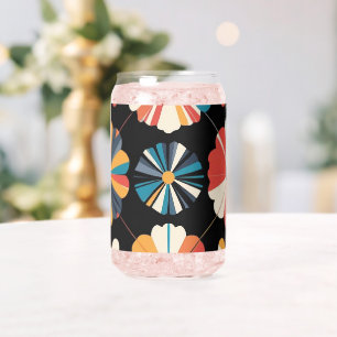 Motif de fleurs géométriques arc-en-ciel noir rétr