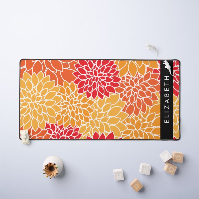 Motif De Fleurs, Orange Dahlia, Votre Nom (Tableau pour enfants)