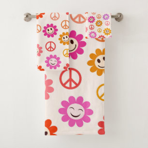Motif de fleurs souriantes joyeuses avec des signe